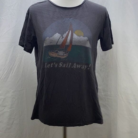 Madewell Let's Sail Away Cotton T shirt XS Gray soft feel - Picture 3 of 12